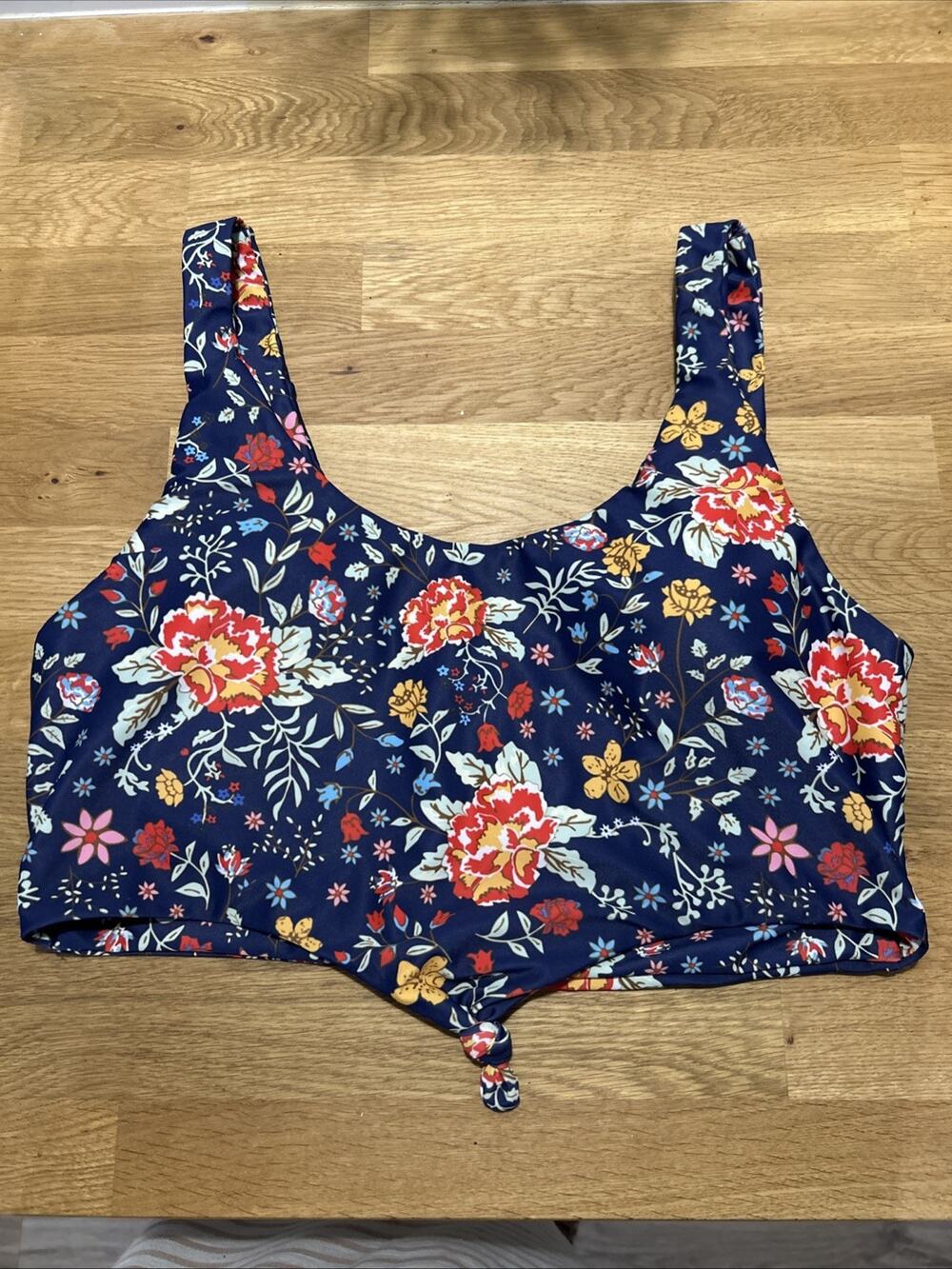 Zaful Women’s Scoop Neck Floral Knotted Tankini Swimsuit Top Size XL (10)
